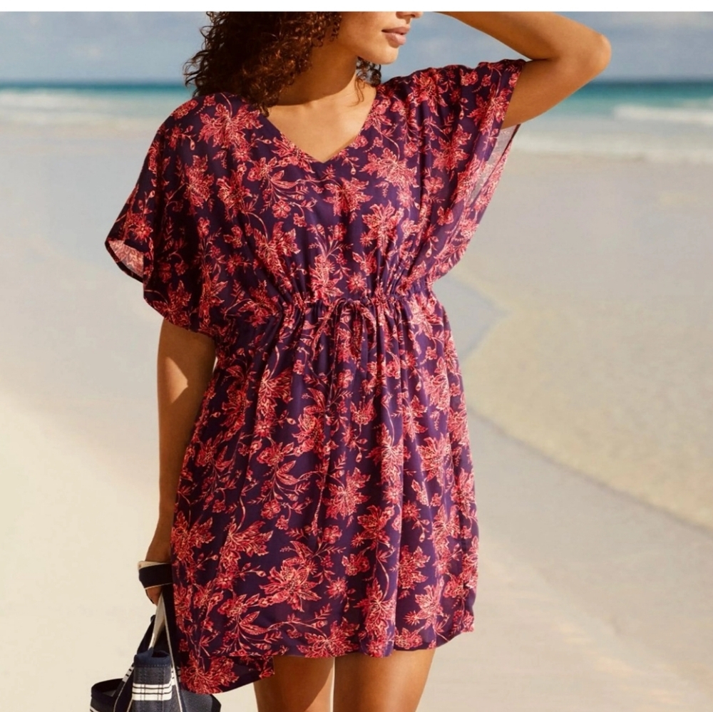 Lands' End Dolman Sleeve Mini Dress Or Swim Cover Size M/L